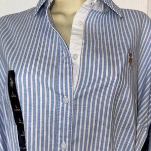 U.S. Polo Assn. Light Blue and White Striped Shirt